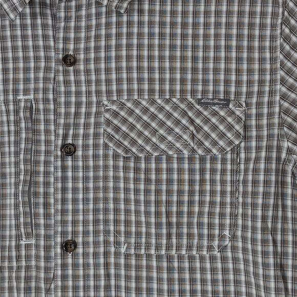 Eddie Bower Plaid Button Down Shirt Brown Tan Long Sleeve Size Medium Men's - Picture 10 of 10